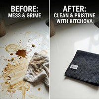 Kitchova Black Microfiber Cloth cleaning glass surface